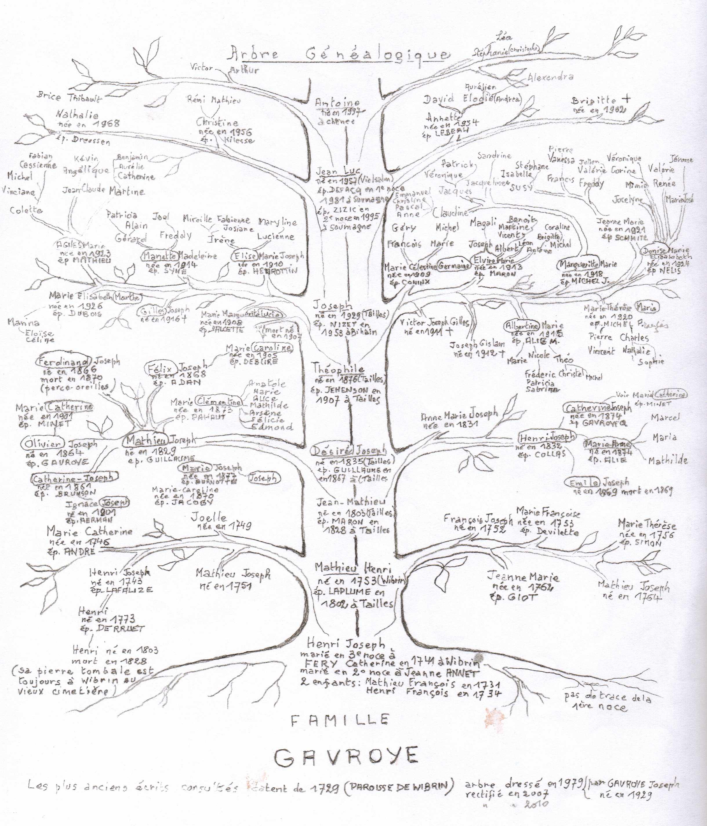 Arbre généalogique Gavroye