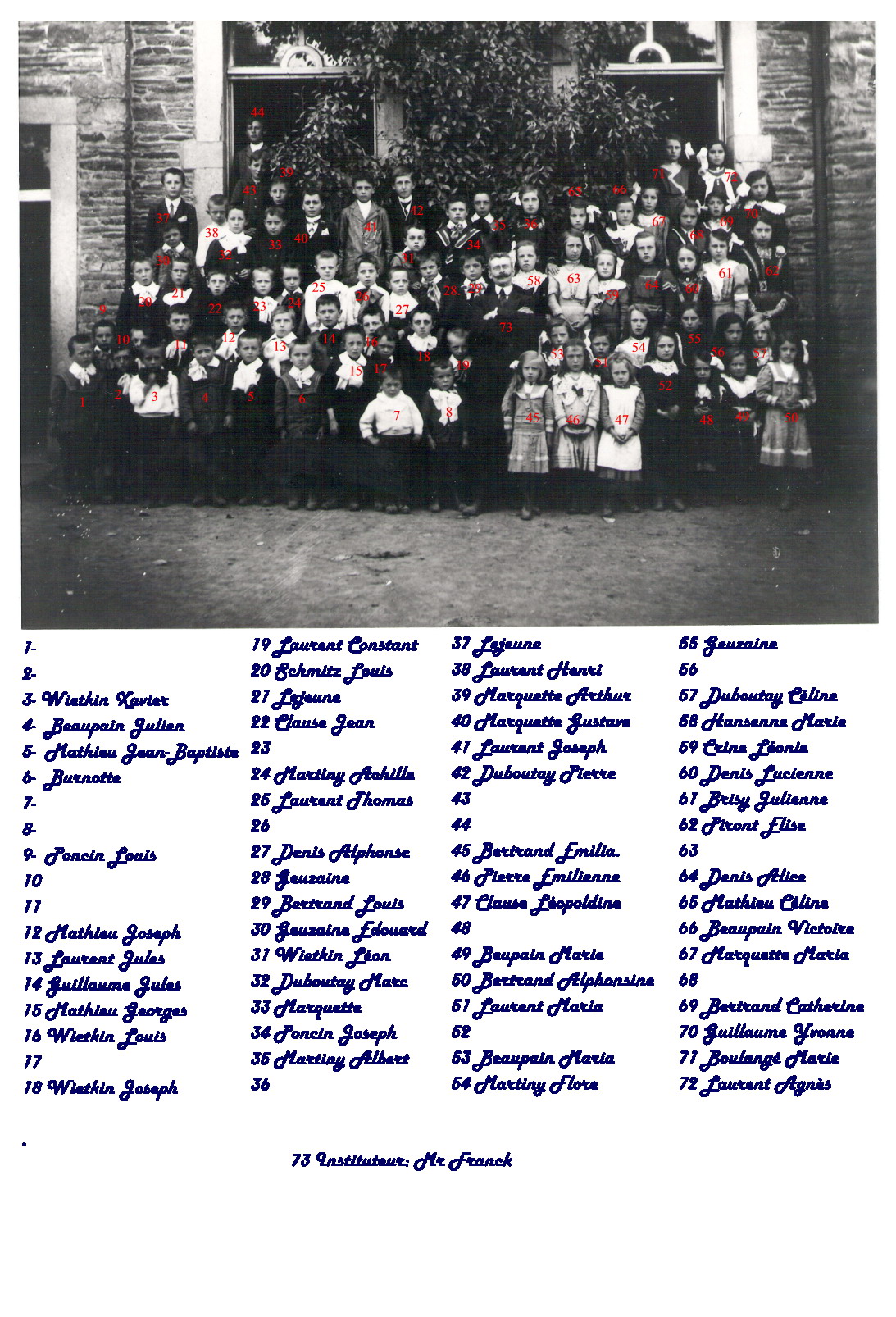 École de Regné, 1914–15 ou 16