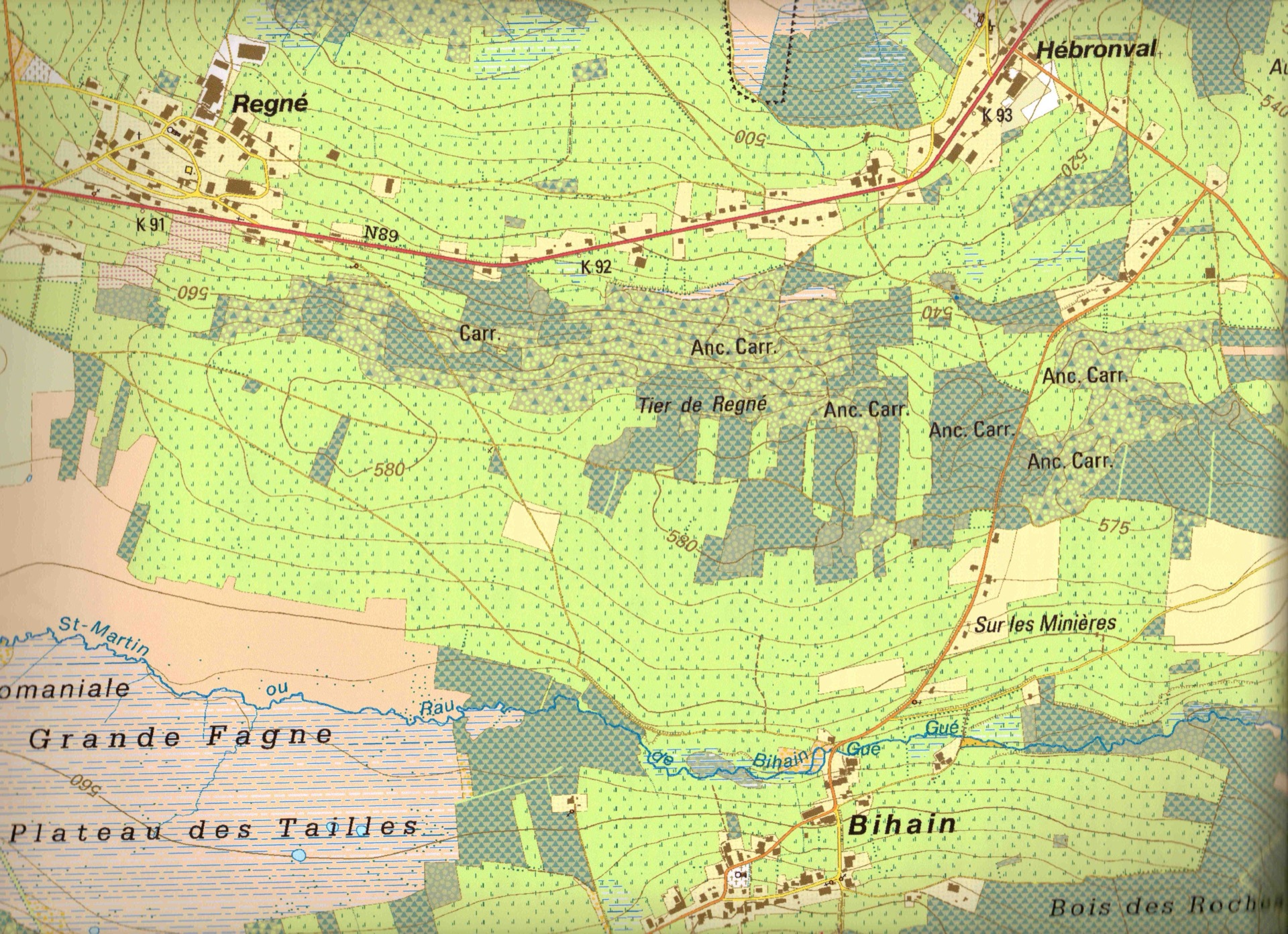 Carte des minières autour de Regné