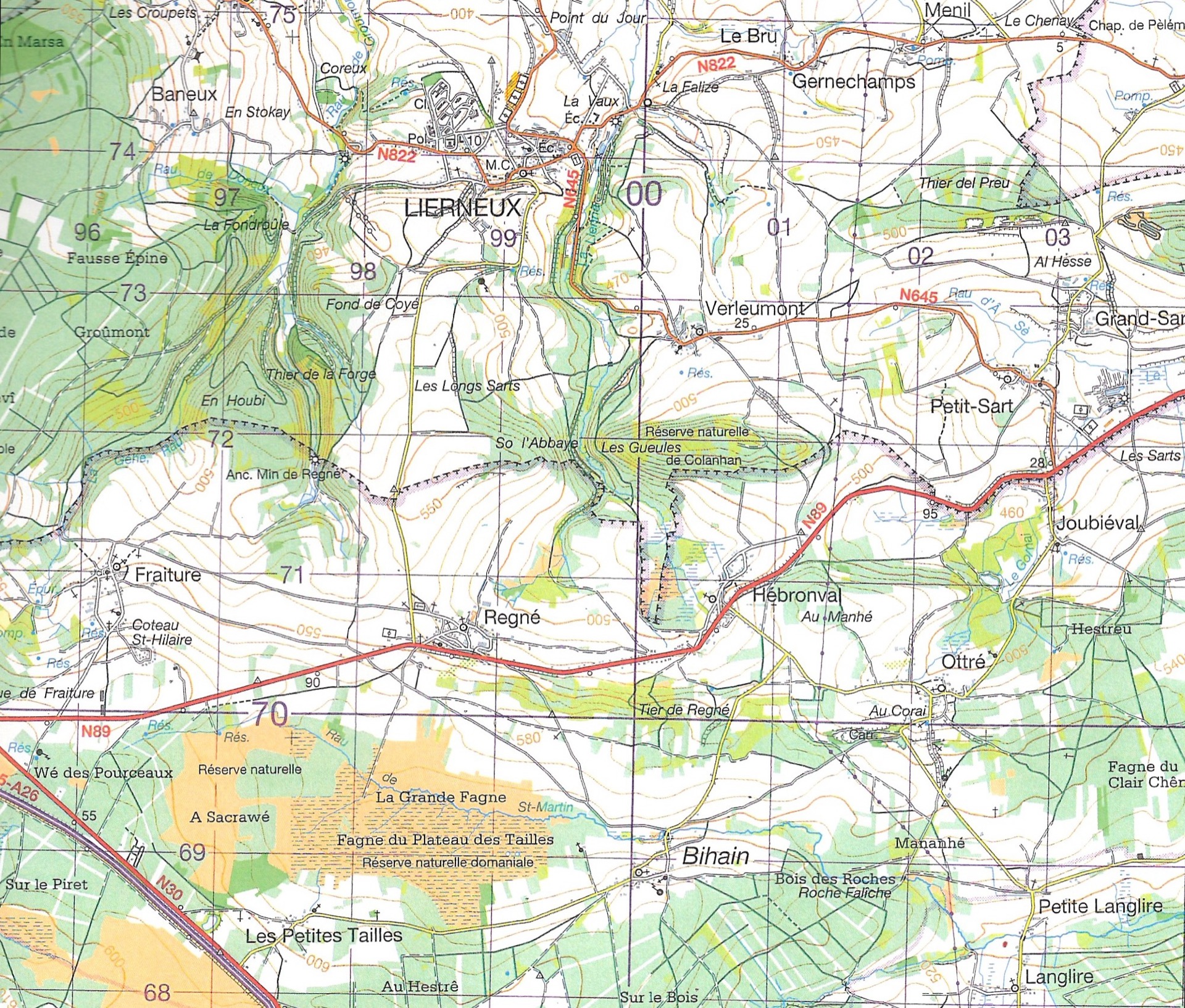 Carte de la r&eacute;gion autour de Regn&eacute;